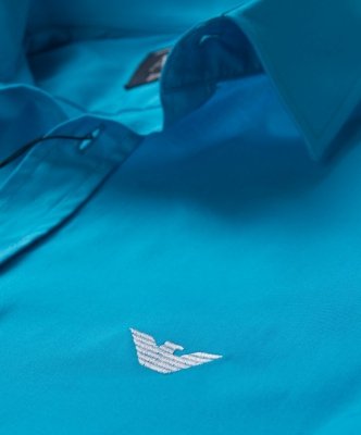 Koszula Armani Jeans turkusowa Slim Fit męska logo