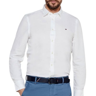 Koszula biała Tommy Hilfiger Slim Fit męska logo