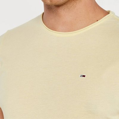 T-shirt Tommy Jeans koszulka męska z okrągłym dekoldem żółta
