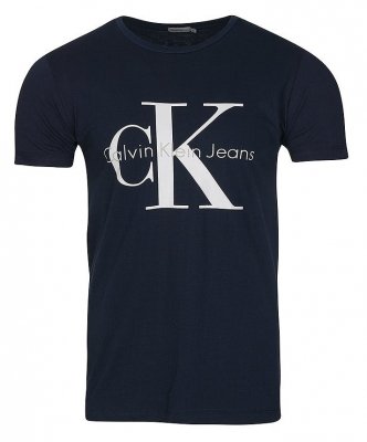 T-shirt koszulka Calvin Klein Jeans męska z okrągłym dekoldem granatowa