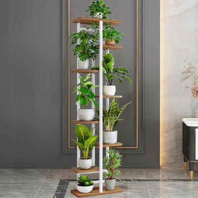 Stojak metalowy na kwiaty i doniczki 7-poziomowy kwietnik piętrowy biały