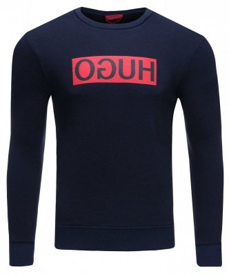 Bluza męska Hugo Boss duże logo granatowa wkładana przez głowę