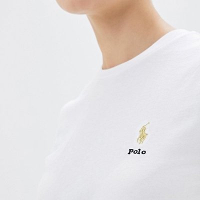 T-shirt damski Polo Ralph Lauren z okrągłym dekoldem biały