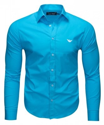 Koszula Armani Jeans turkusowa Slim Fit męska logo