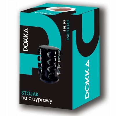 Czarny organizer na przyprawy stojak słoiczki szklane w zestawie naklejki i lejek