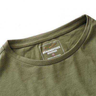 Aeronautica Militare t-shirt męski  koszulka khaki okrągły crew-neck