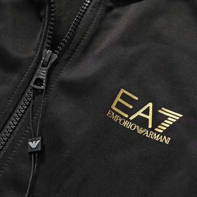 Komplet dresowy Emporio Armani EA7 męski spodnie bluza ze stójką czarny złote logo