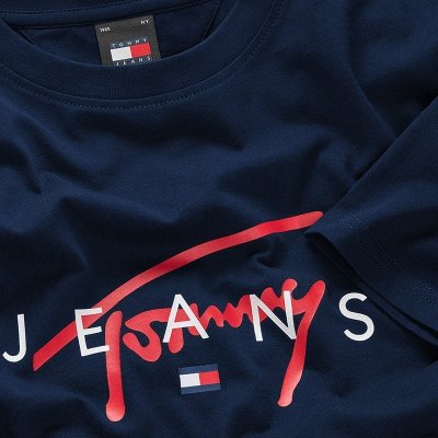 T-shirt Tommy Jeans koszulka męska z okrągłym dekoldem granatowa
