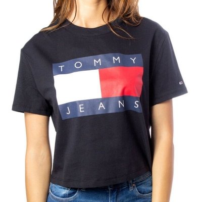 T-shirt Tommy Jeans koszulka bluzka damska czarna duże logo