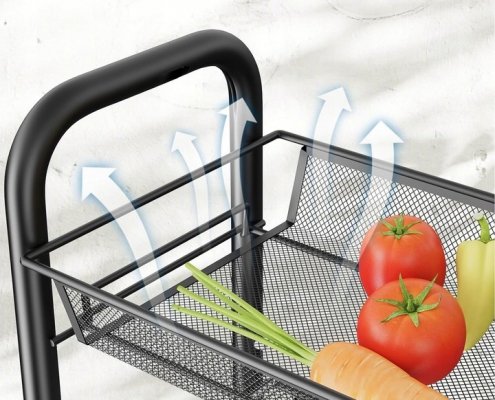 Metalowy regał 4-poziomowy na kółkach mobilny kuchenny łazienkowy czarny