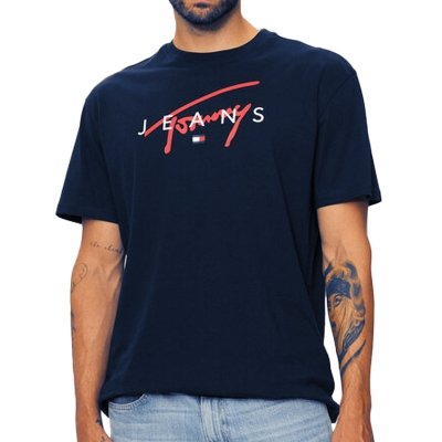 T-shirt Tommy Jeans koszulka męska z okrągłym dekoldem granatowa