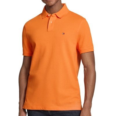 Polówka polo Tommy Hilfiger męska pomarańczowa Regular Fit małe logo bawełniana