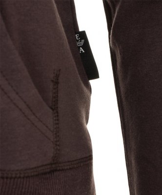 Bluza Emporio Armani męska brązowa z kapturem duże logo