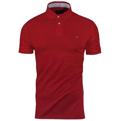 Polówka polo Tommy Hilfiger męska bordowa Regular Fit małe logo bawełniana