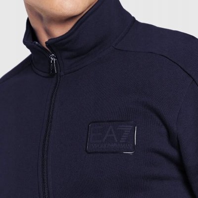 Komplet dresowy Emporio Armani EA7 bawełniany męski spodnie bluza ze stójką granatowy