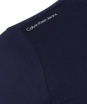 T-shirt koszulka Calvin Klein  męska z okrągłym dekoldem duże logo granatowa