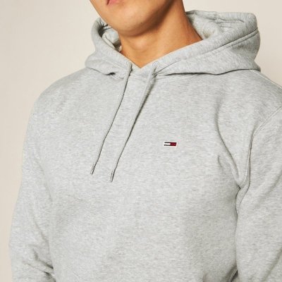 Bluza Tommy Jeans męska szara kangurka z kapturem