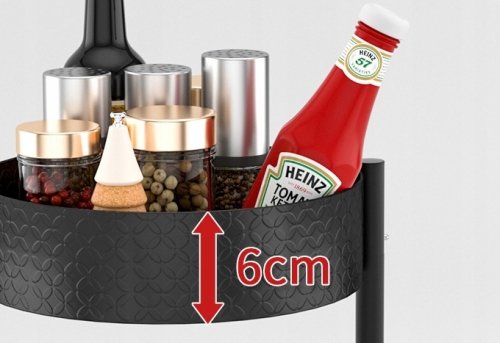 Regał kuchenny metalowy z obrotową paterą szafka kuchenna 3 poziomowa czarna 