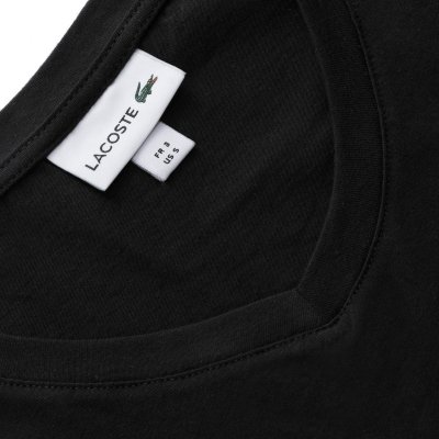 T-shirt koszulka Lacoste damska czarna z dekoldem V  bawełniana