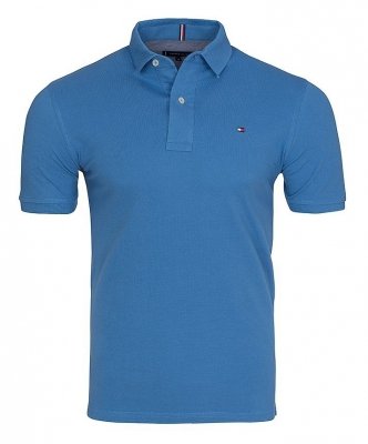 Polówka polo Tommy Hilfiger męska niebieska małe logo bawełniana