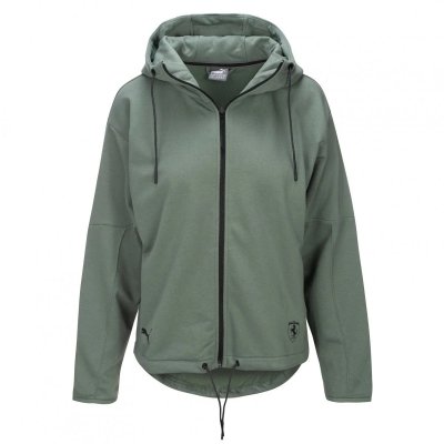 Puma Ferrari bluza damska rozpinana khaki z kapturem logo