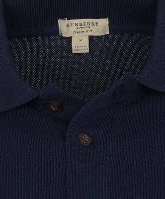 Burberry koszulka polo polówka męska Slim Fit granatowa z kołnierzykiem
