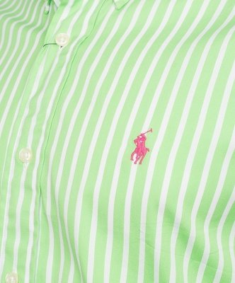 Koszula męska Ralph Lauren w paski zielona bawełniana