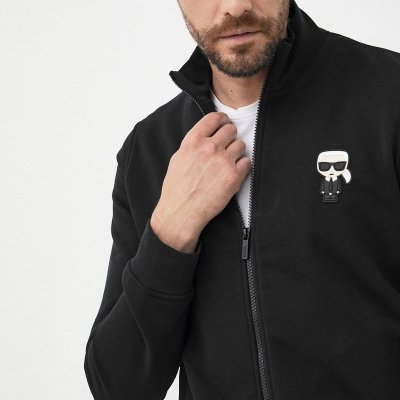 Bluza Karl Lagerfeld męska ze stójką rozpinana czarna