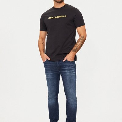 Karl Lagerfeld t-shirt koszulka czarna męska duże złote logo