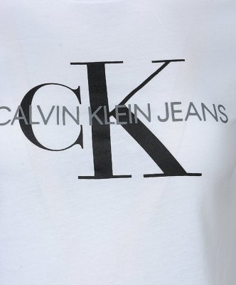 T-shirt koszulka Calvin Klein Jeans damska z okrągłym dekoldem biała