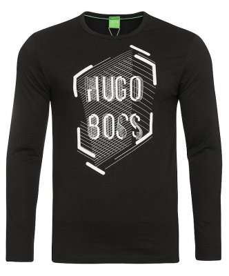 Hugo Boss longsleeve koszulka na długi rękaw męska czarna duże logo