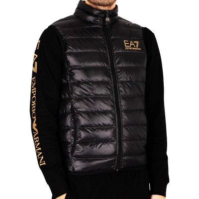 Bezrękawnik Emporio Armani EA7 męski czarny jesienny złote logo