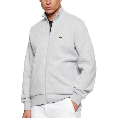Bluza męska Lacoste szara bawełniana rozpinana z kołnierzykiem kieszenie zapinane na zamek