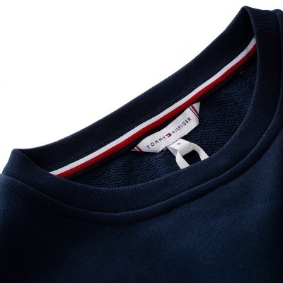 Bluza Tommy Hilfiger damska duże logo granatowa luźny krój