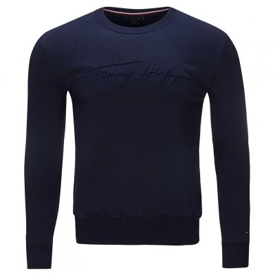 Bluza Tommy Hilfiger męska granatowa wkładana przez głowę bawełniana