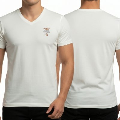 Aeronautica Militare t-shirt męski koszulka biały z dekoldem V