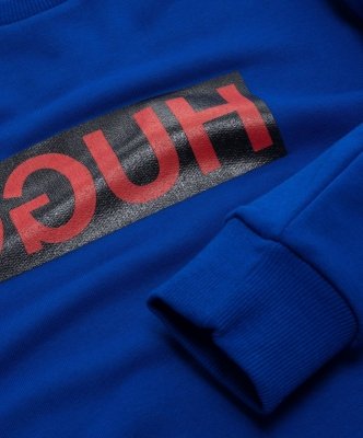 Bluza męska Hugo Boss duże logo niebieska wkładana przez głowę