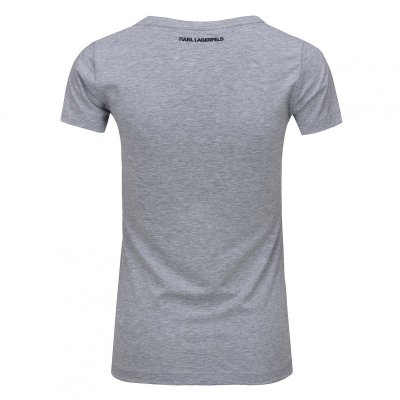 Karl Lagerfeld t-shirt koszulka damska logo na piersi szara z dekoldem V