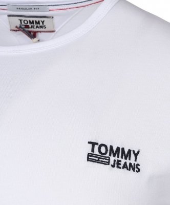 T-shirt Tommy Jeans koszulka męska z okrągłym dekoldem biała