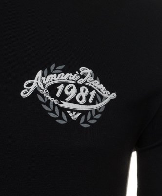 T-shirt Armani Jeans logo koszulka męska czarna bawełniana