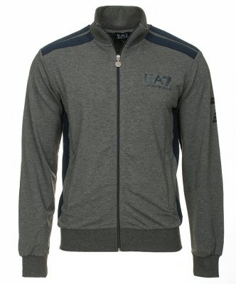Bluza Emporio Armani EA7 męska grafitowa ze stójką rozpinana