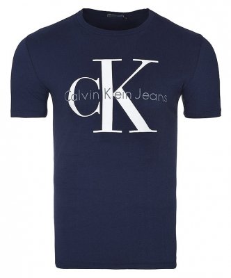 T-shirt koszulka Calvin Klein Jeans męska z okrągłym dekoldem granatowa