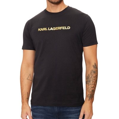 Karl Lagerfeld t-shirt koszulka czarna męska duże złote logo