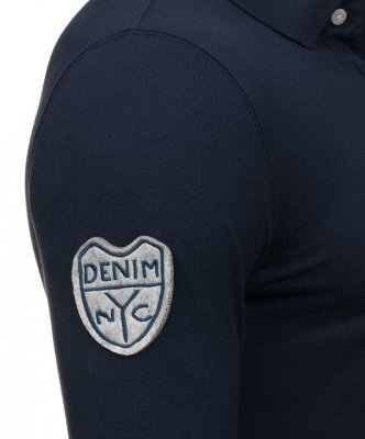 Longsleeve koszulka Tommy Hilfiger Denim na długi rękaw męska granatowa z kołnierzykiem