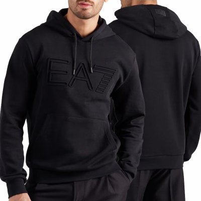 Bluza Emporio Armani EA7 męska czarna z kapturem bawełniana