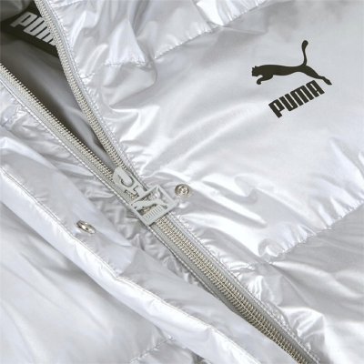 Puma kurtka damska na zimę puchowa srebrna