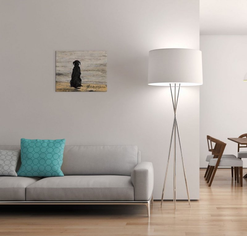 Black Dog Going Home obraz na płótnie Zwierzęta Malarstwo