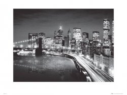 New York Manhattan Night - reprodukcja