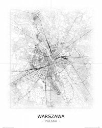 Warszawa - Czarno-biała mapa
