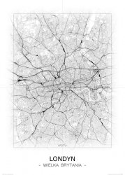 Londyn - Czarno-biała mapa